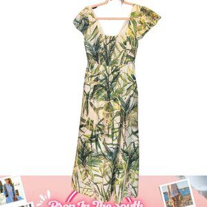 Green Palm Print Maxi Dress | Size 8 | Dillard's | Tropical Boho Resort Vibes